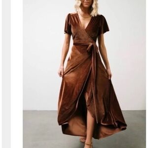 Baltic Born Calvin Velvet Bronze Sparkle Maxi Wrap Dress 2XL